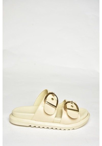 Fox Shoes U725792009 Bej Kadın Terlik Bej-suni Deri