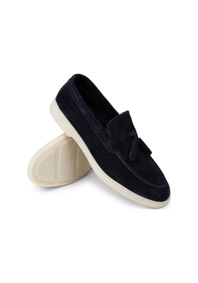 Deery Erkek Hakiki Süet Lacivert Püsküllü Loafer - 02027mlcvc01 Lacivert