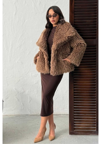 Verymoda Peluş Kaban F2040 Açık Kahve