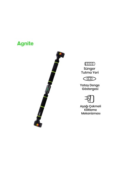 Agnite Gelişmiş Ayarlanabilir Kapı Aralığı Barfiks Çubuğu 70 110 Cm Kaymaz Tabanlı Yeşil