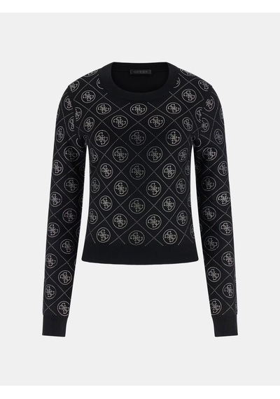 Guess W6rr66z3jd2 Ls Cn Rhinestones 4g Kadın Kazak Siyah