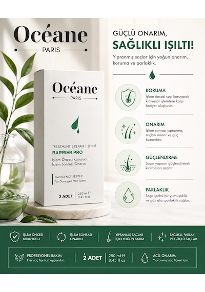 Oceane Paris Barrier Pro-saç Onarıcı Ve Koruyucu Bakım Seti 2 Adet