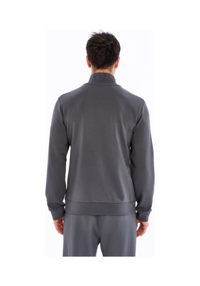 AR-MA Arma Erkek Slim Fit Örme Interlok Basic Tam Fermuar Dik Yaka Sweatshirt %80 Pamuk %14 Polyester %6 Elastan K30324989902 Gri