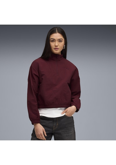 Puma Her Woven Half-zip Crew Kadın Yetişkin Sweatshirt Bordo