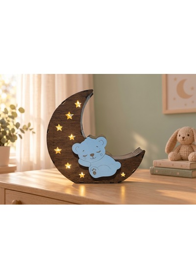 Çocuk Odası Ayıcık Led Gece Lambası Mavi