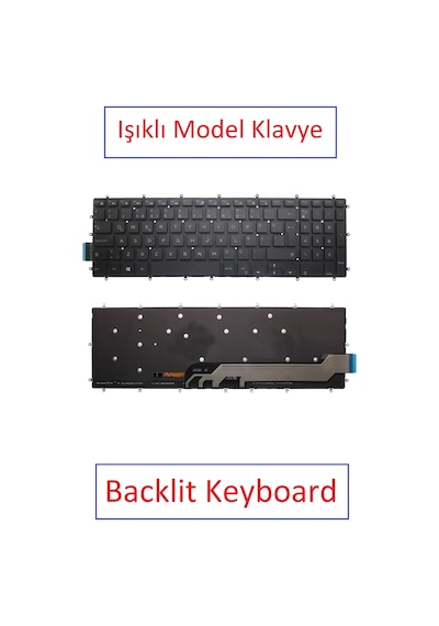 Siyah-ışıklı, Notebook Klavye - Dell Inspiron 5575 P75f, P75f002 Muadili İle Uyumlu