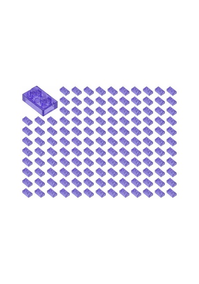 Yedek Parçalar: Plate 1x2: 100 Adet 1x2 Plate Parts Plaka Parçası Şeffaf Mor - Trans Purple 3023