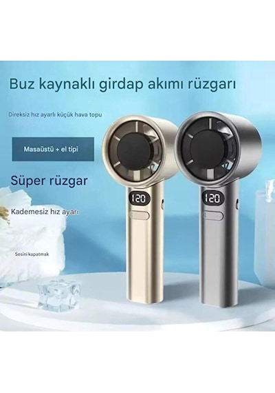 Şarjlı Turbo El Fanı Taşınabilir Mini Vantilatör Lcd Göstergeli 5 Kademe Hız Ayarı