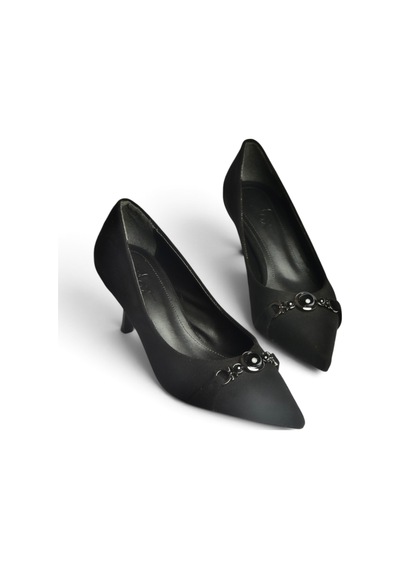 Fox Shoes Z676070102 Siyah Süet İnce Topuklu Kadın Stiletto Ayakkabı