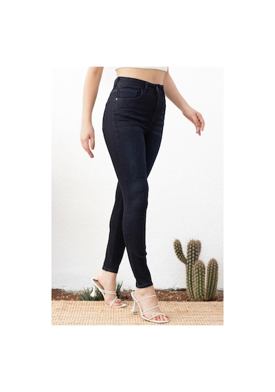 Kadın Süper Skinny Fit Esnek Likralı Yüksek Bel Denim Jean Kot Pantolon Yenijennie-blue Black-k 001