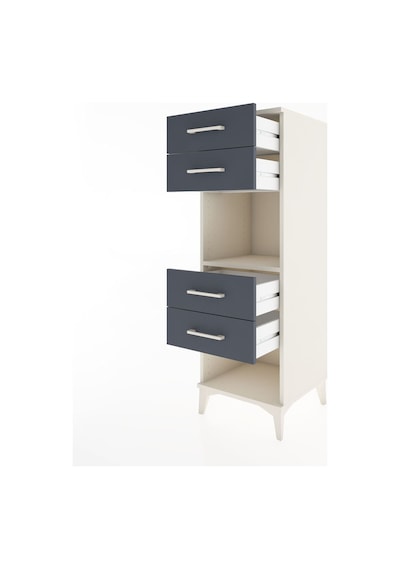 Hyperion Dolap Tek Raflı 4 Çekmeceli Tek Kapaklı 44x44x134 Aytaşı-antrasit Aytası