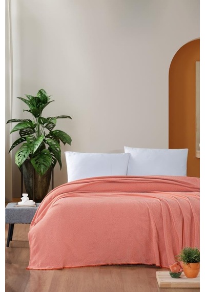 Mulberry Macar Tek Kişilik Pike Pamuklu Yatak Örtüsü 170x230 Orange Genel