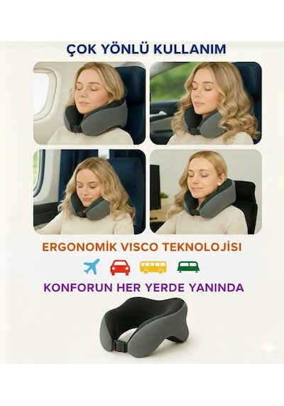 Tr Boyun & Baş Destekli Seyahat Yastığı Uçak, Araba Ve Ev Kullanımı İçin Taşınabilir