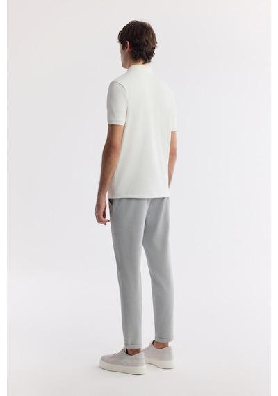 Avva Erkek Beyaz Polo Yaka Jakarlı Elastan Regular Fit T-shirt A51y1059