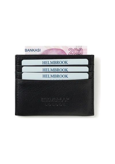 Helmbrook London Barry Erkek Siyah Deri Özel Tasarım Çok Bölmeli Rfid Korumalı Kartlık Siyah