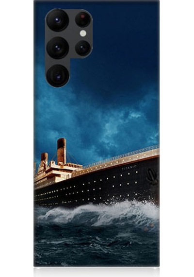 Samsung Galaxy S22 Ultra Uyumlu Fırtınalı Gemi Desenli Silikon Kılıf