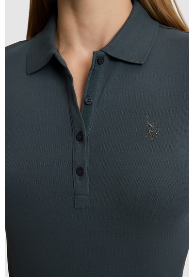 U.S. Polo Assn. Kadın Gri Polo Yaka Basic Sweatshirt 50326760-vr076 Sıs