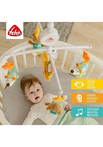 Müzik Mobil Orman - Orman Hayvanları İle Bebek Uyku Yardımı - Bebek Mobil Müzik Kutusu Melodi - 0-5 Ay Arası Bebekler İçin Müzik Mobil Bebek Yatağı Oyuncak