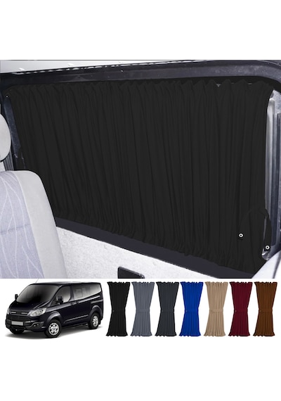 Pandami Ford Custom Kısa Şase 2012+ Uyumlu Siyah Raylı Oto Perde Takımı