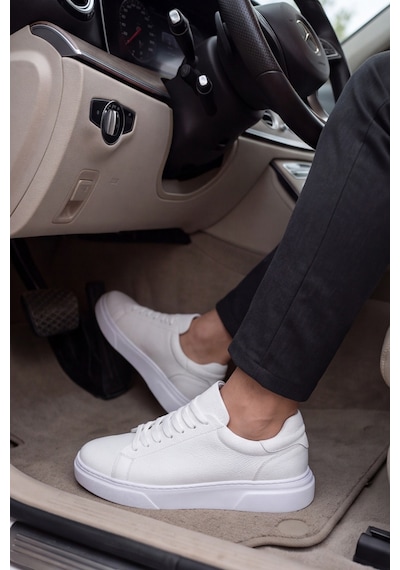 Liarca Asterio %100 Hakiki Deri Sararmayan Faylon Taban Sneaker Klasik Beyaz Ayakkabı