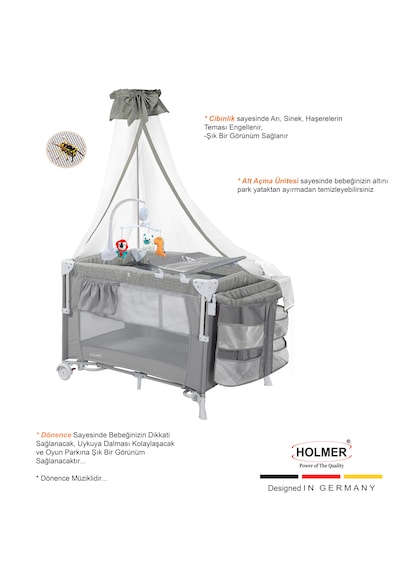 Holmer All In One ( Cibinlikli, Dönenceli, Alt Açma Ünüteli Oyun Parkı/park Yatak )