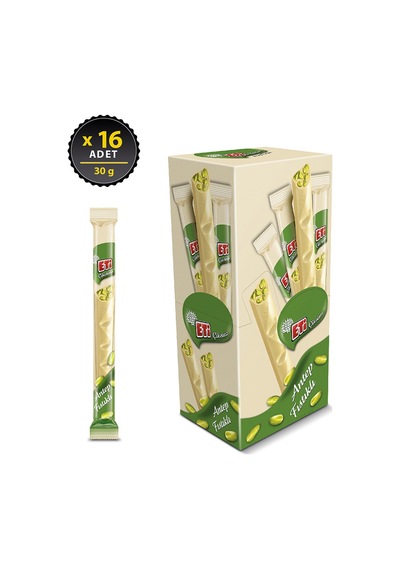 Eti Çikolata Uzun Beyaz Antep Fıstıklı 16 x 30 G