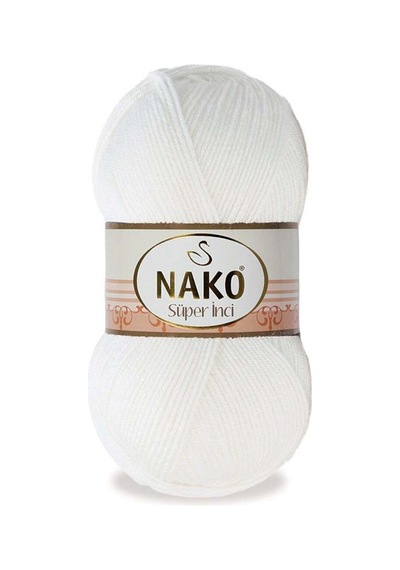 Süper İnci-208 Beyaz 5'li Paket - 100gr/250m - Bebek İpi - Anti Pilling Tüylenmez İp