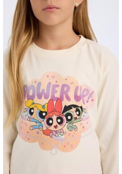 DeFacto Kız Çocuk Pijama Takımı PowerPuff Girls Uzun Kollu Üst Uzun Alt D2776A824AUER103