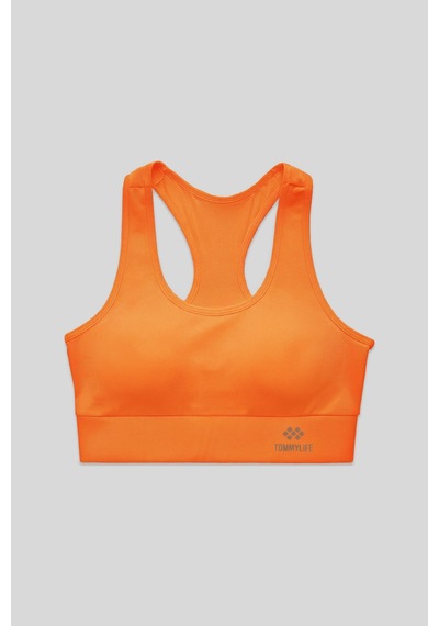 Tommy Life Neon Oranj Sırt Detaylı Dar Kalıp U Yaka Kadın Spor Büstiyer - 97120 Turuncu