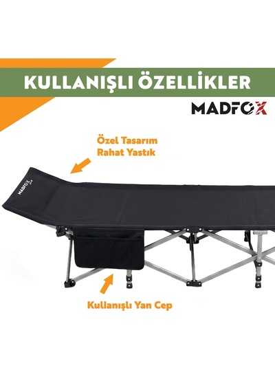 Madfox Aerolift Katlanır Kamp Yatağı Kampet Siyah