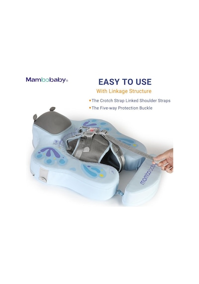 Mambobaby Yüzme Simidi - Mavi Kelebek, Emniyetli, Gölgelikli Ve Ayak Destekli