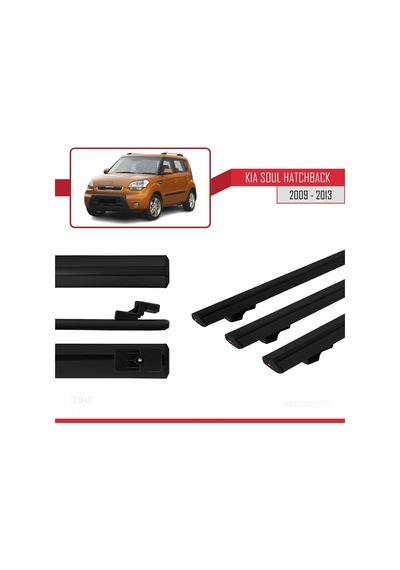 Kia Soul Hatchback 2009-2013 Arası İle Uyumlu Basic Model Ara Atkı Tavan Barı Siyah 3 Adet