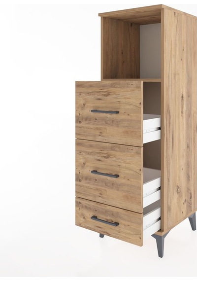Hyperion Dolap 2 Raflı 3 Çekmeceli Tek Kapaklı 44x44x134 Çam-çam Atlas Çam