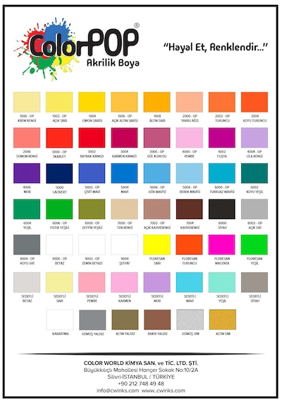Colorpop Akrilik Hobi Boyaları 8'li Set 8 Adet 50ml Sıcak Renkler