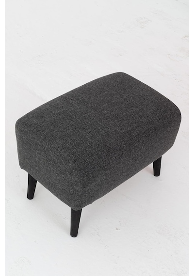 Coart Home Minimalist İskandinav Tarz Puf, Antrasit Gri, 48x40x38 Cm, Keten Kumaş, Ahşap Ayaklı, Dikdörtgen Diğer