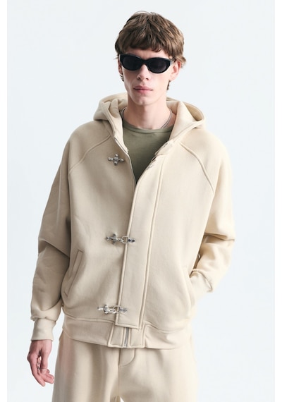 Vamos Oversize Klips Kapama Sweatshirt Takım Bej Vamos Oversize Klips Kapama Sweatshirt Takım Bej