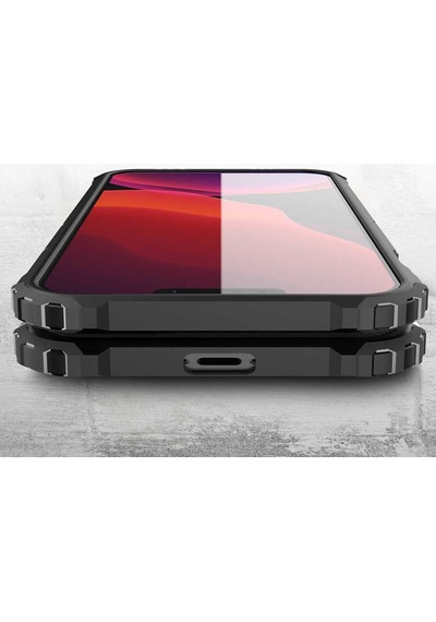 Noktaks - Apple Uyumlu iPhone 13 Pro Max - Kılıf Çift Katman Zırh Tank Crash Military Kapak - Siyah