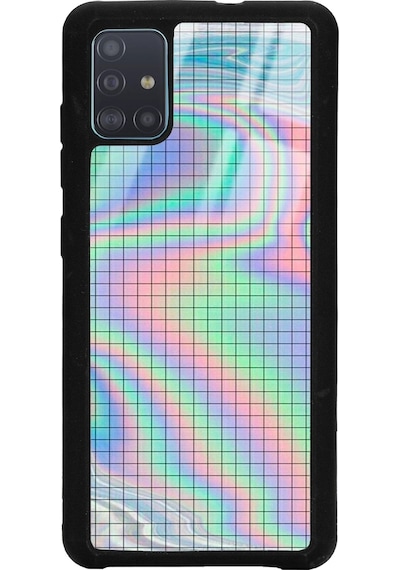 Samsung Uyumlu A51 Neon Dama Tasarımlı Glossy Telefon Kılıfı Siyah