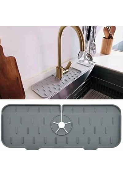 Su Engelleyici Mutfak Banyo Lavabo Musluk Kenarı Silikon Mat Sıçrama Engelleme Matı