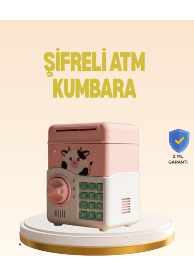 Çocuklar İçin Pembe Atm Görünümlü Elektronik Kumbara