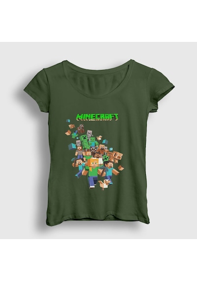 Presmono Kadın All Minecraft T-shirt Haki
