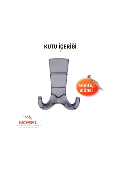 Mina Lüks Askı, Metal, Vestiyer Askı, 125 Gr, Dolap Askılık, Duvar Askılığı, Füme Vidalı 5 Adet