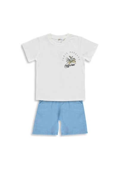 Civil Boys California Palmiye Baskılı 2 -5 Yaş Takım  - Ekru 17M16263326S1