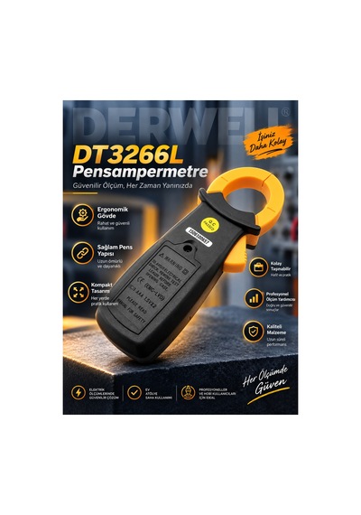 Dt3266l Dijital Mini Pensampermetre Multimetre Akım Ölçer Ölçü Aleti Ac/dc Voltaj Direnç Test Cihazı Lcd Ekranlı Akıllı Elektrik Test Cihazı Kablo Ölçüm Probu Dahil Profesyonel Tamir Seti