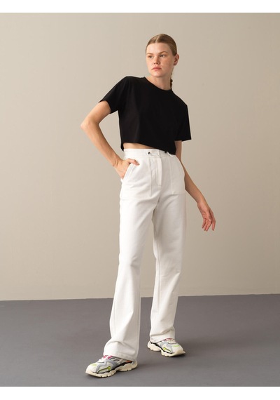 Xint Ekru Oversize Pamuk Sweat Pantolon 470382 Beyaz