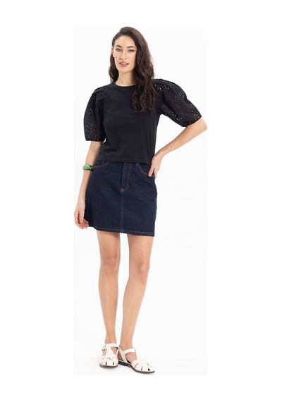 Tudors Kadın Slim Fit Dar Kesim Pamuk Kısa Kollu Bisiklet Yaka Siyah Tişört-50315 Beyaz L