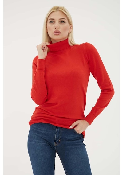 Fashion Friends 24k0780k1 Kadın Balıkçı Yaka Kazak Kırmızı