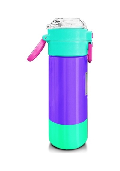 Coral High 500 Ml Kız Çocuk Pipetli Termos/matara - Mor Renk Detaylı Desenli - Çift Kullanım Özelliği Çok Renkli
