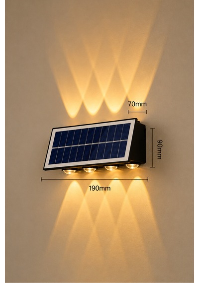 Amber Rengi Güneş Enerjili Led Aplik Ct-8010 - Solar Enerjili Bahçe Aydınlatma Turuncu