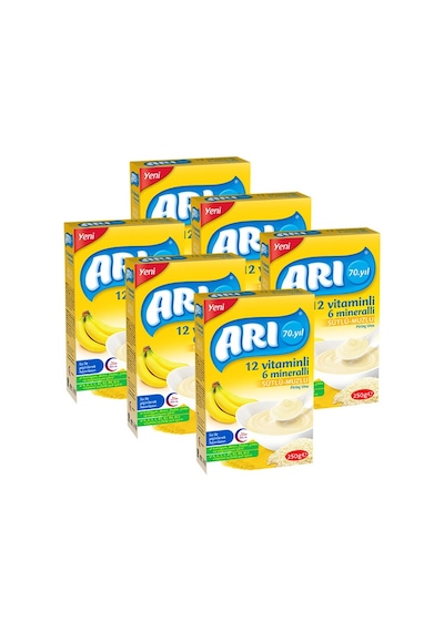Arı 12 Vitaminli 6 Mineralli Sütlü Muzlu 6+ Ay Pirinç Unu 6 x 250 G